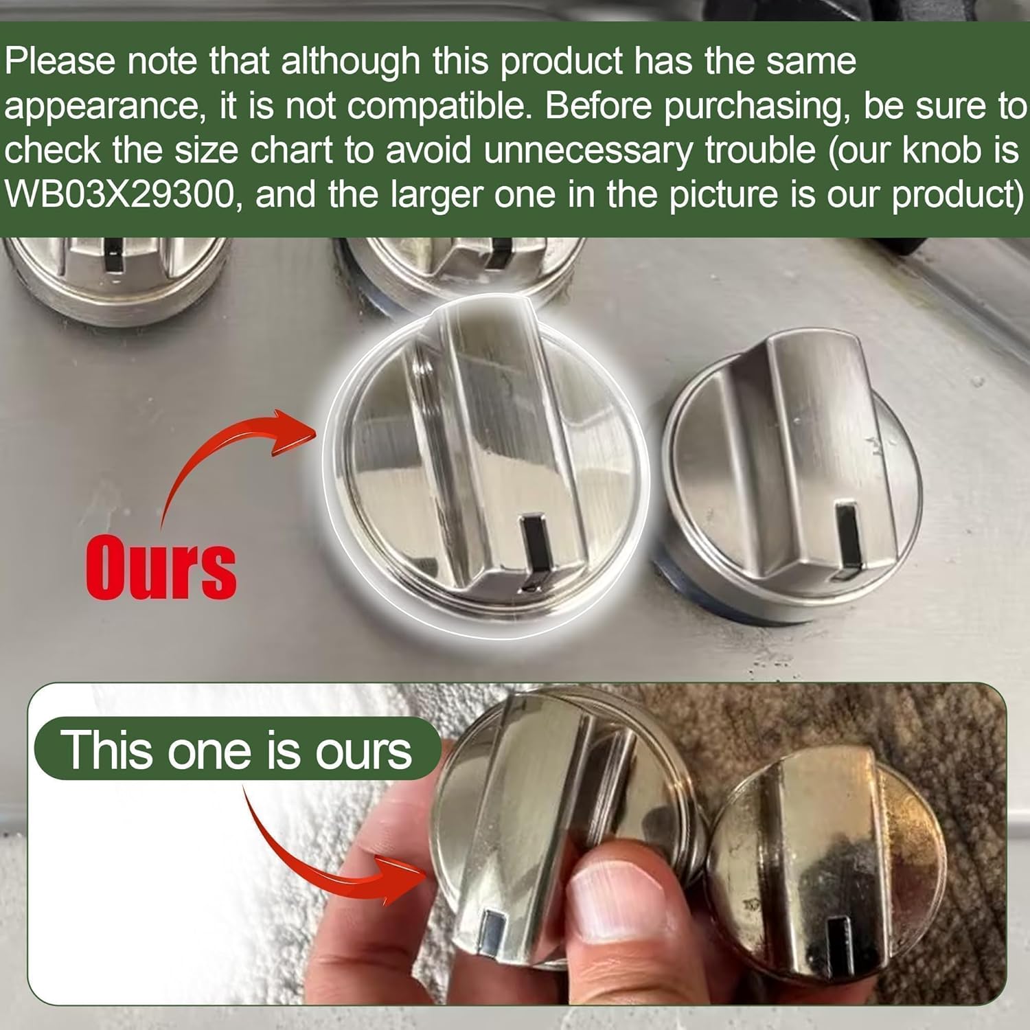 WB03X29300 for GE Gas Stove Knobs Gas Range KIP 5T06 Cooktop Replacement JGP3030SL1SS JGP3030SL2SS JGP3036SL1SS 5 PCS