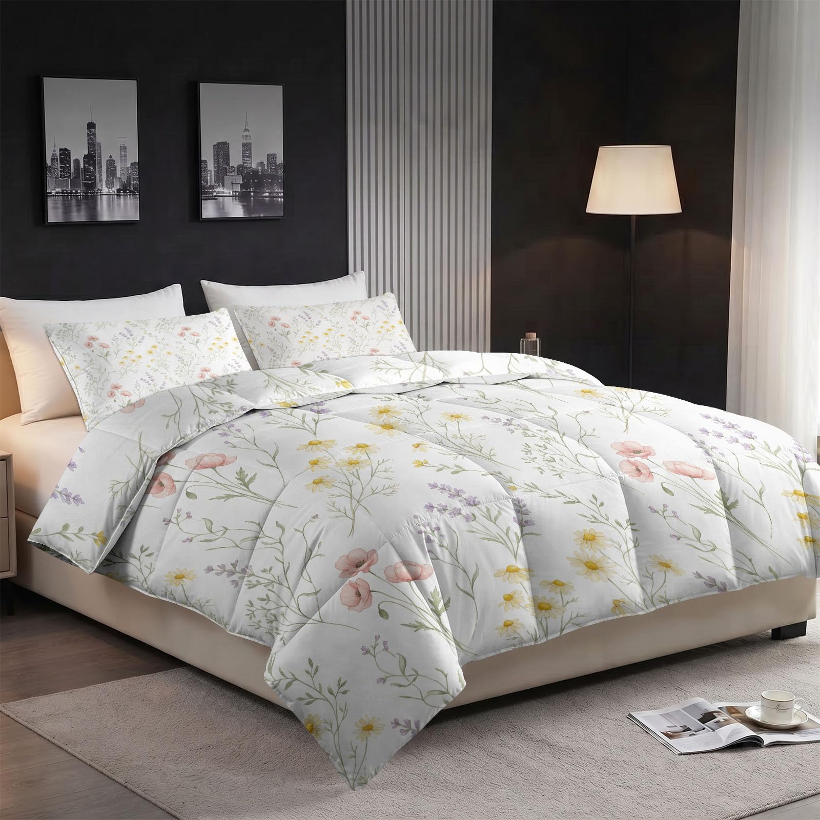 Einfach Wildblumen Blätter Bettdecke Ohne Bezug 220x240 cm Ganzjahresdecke
