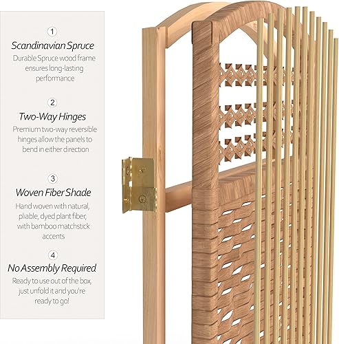 Miniatura 10 de Pantalla plegable de tejido de fibra corta de 4 pies - Blanco - 4 paneles