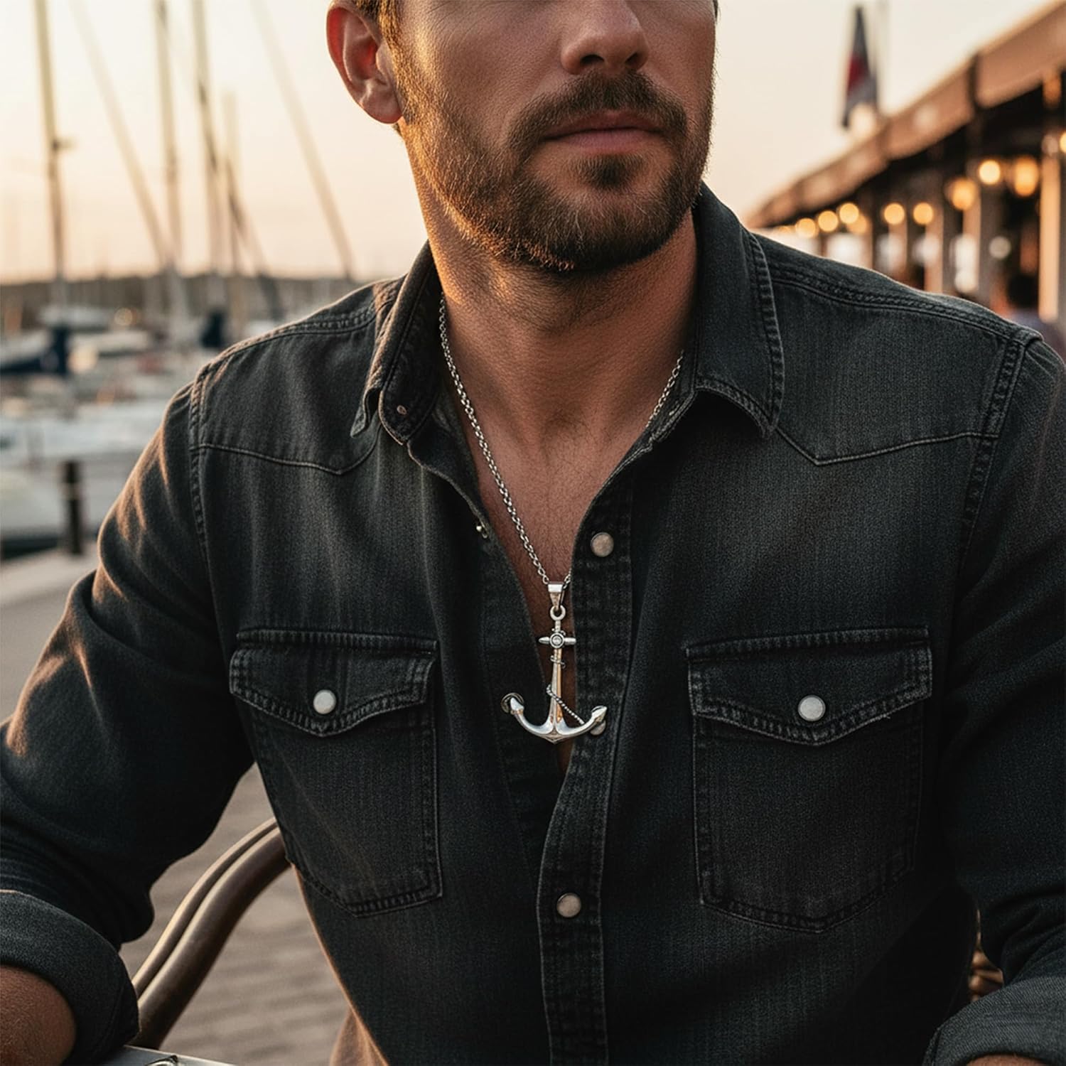 Bling Jewelry Traditional Unisex Nautical Sailor Ship Boat Anchor Rope Pendant Necklace For Women Men 14K Yellow Gold or .925 Sterling Silver - Image 2