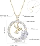 Sllaiss 18K Gold Plated Hummingbird Pendant Necklace for Women Circle Necklace, Animal Necklace Crystals from Austria,Jewelry Gifts for Christmas