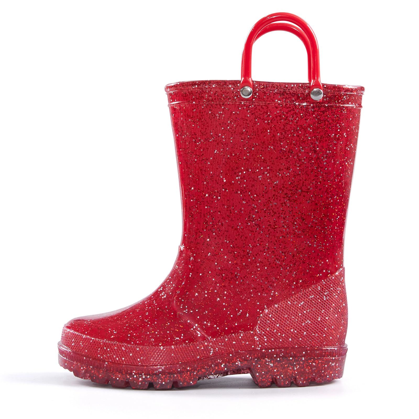 K KomForme Girls Rain Boots,Kids Glitter Waterproof Boots with Easy-on Handles