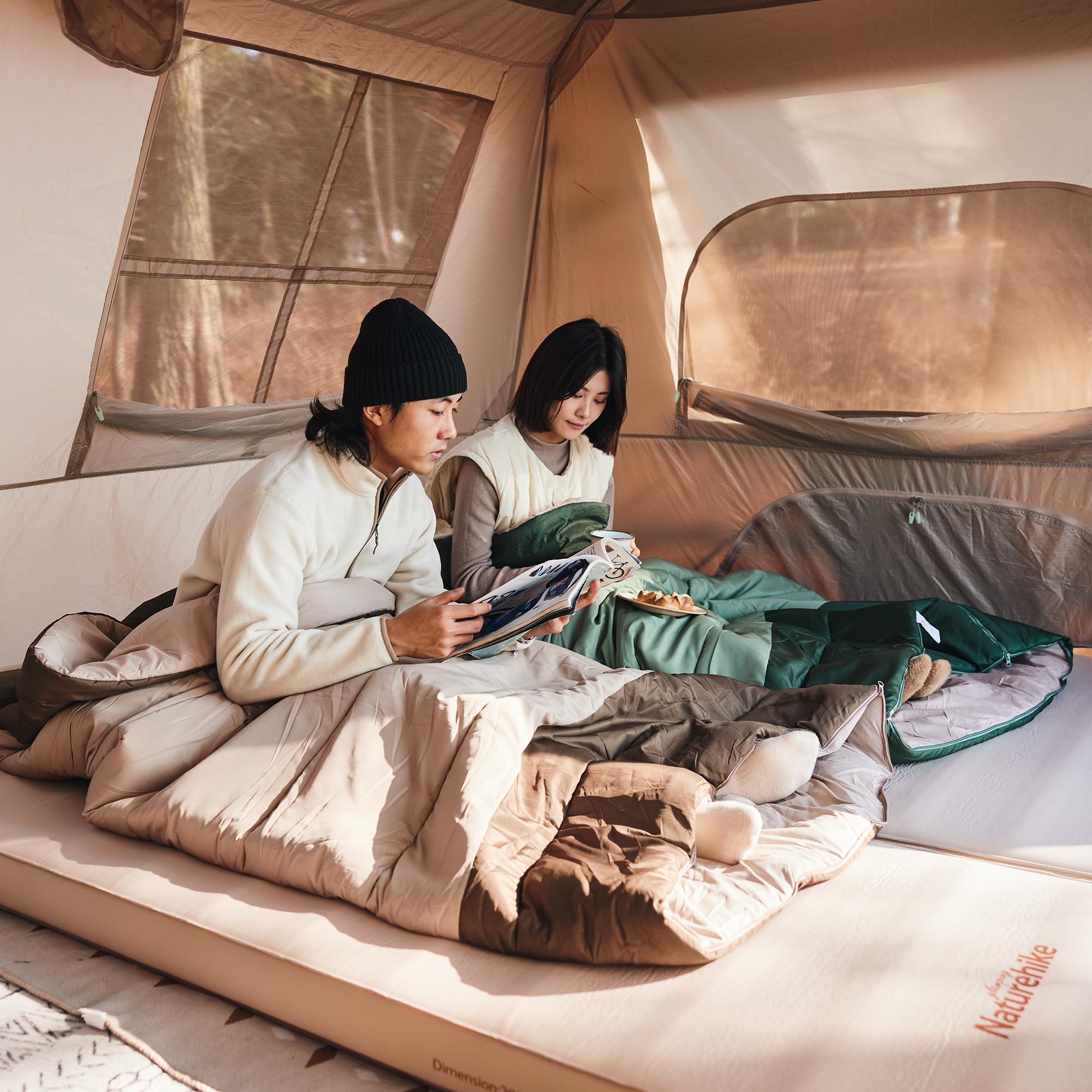 Naturehike YC Più Largo Sacco A Pelo 2 Persone Coperta Sacco A Pelo 3-4 Stagioni per Adulti Bambini Caldo Lavabile Portatile Cotone Sacchi A Pelo per Campeggio, Viaggi e Attività All'aperto