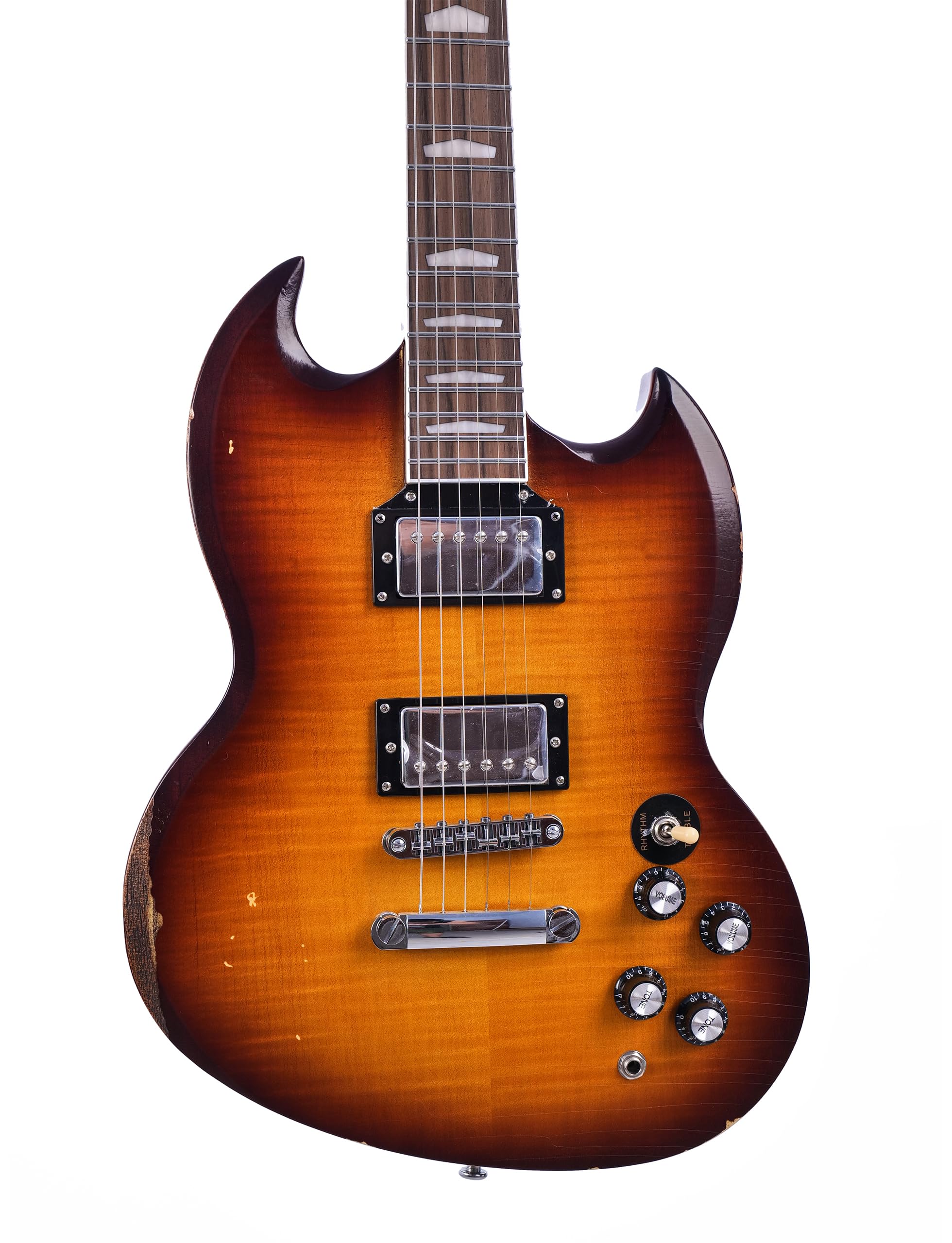 Amazon.co.jp: KGD Relic SG Sunburst Guitar、マホガニーボディと