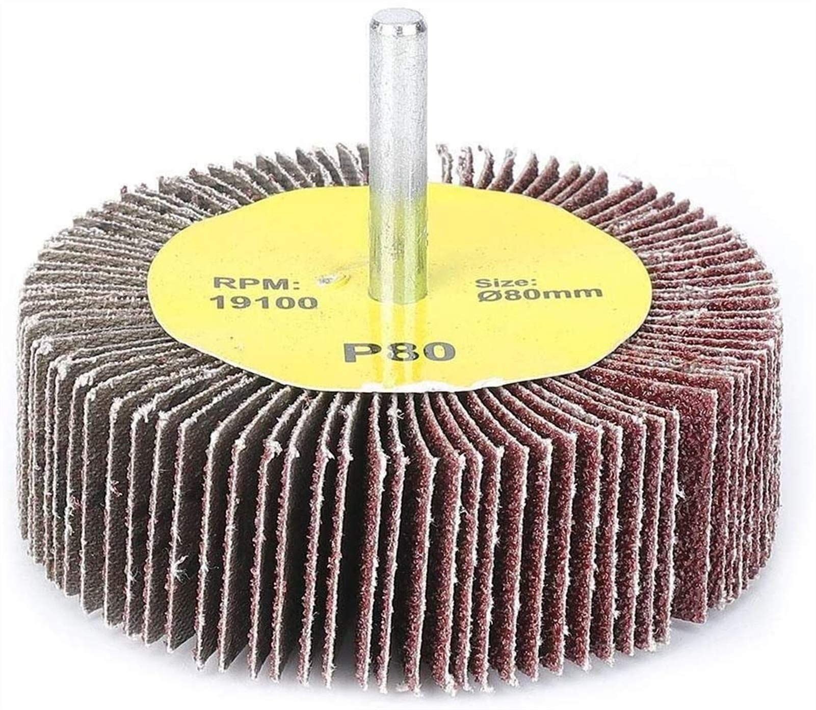 Ensemble de 10 disques abrasifs à lamelles, ponceuse à papier de verre 80 x 25 mm, outil rotatif de meulage abrasif, avec mandrin à tige de 6 mm, pour l'élimination de la rouille, le polissage des ba