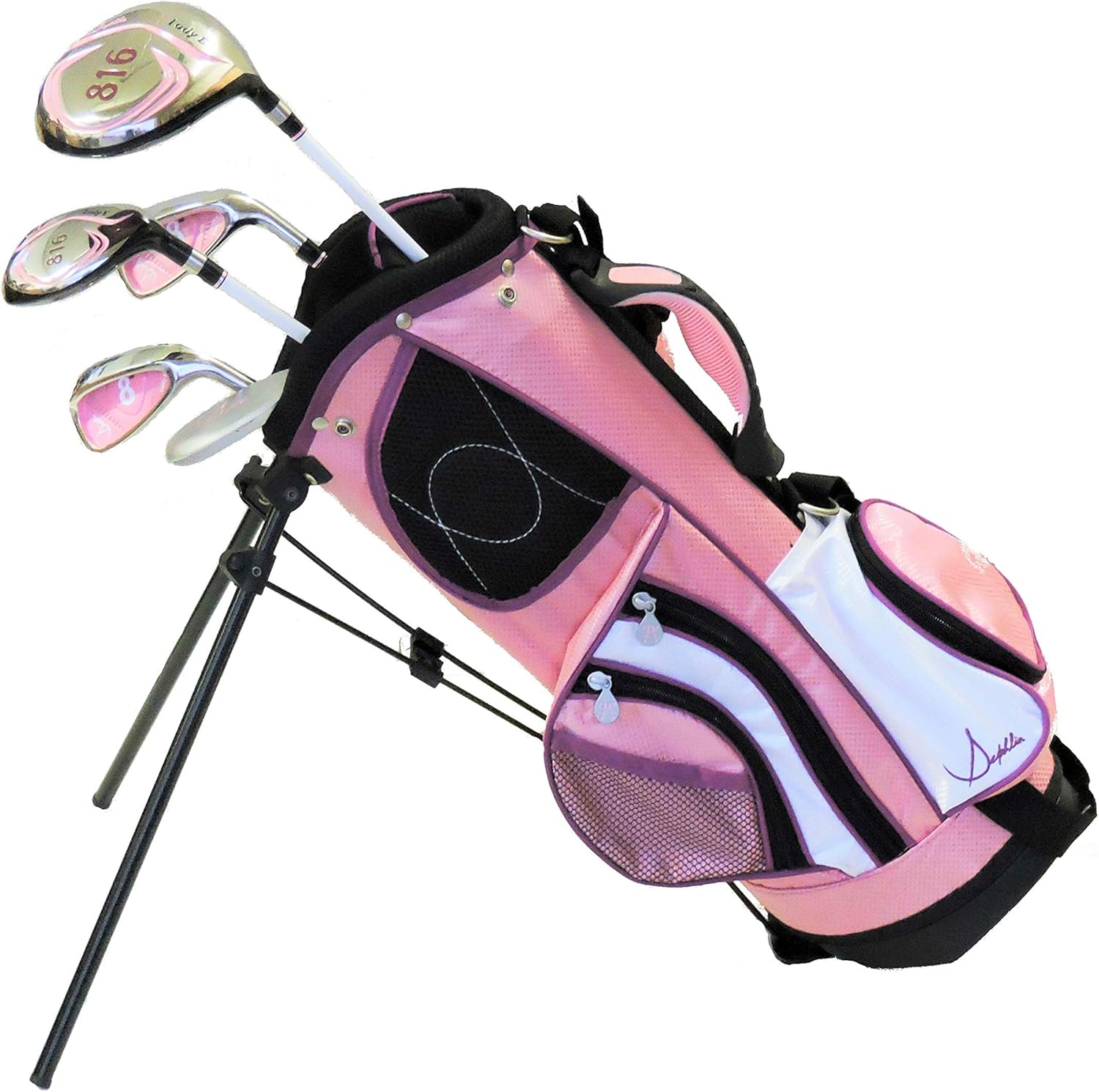 Lady E Girls Pink Right Hand 5 Pieces Golf Clubs Set & Golf Bag Ages 2-5 (Pink, Age 2-5 Yrs Old)