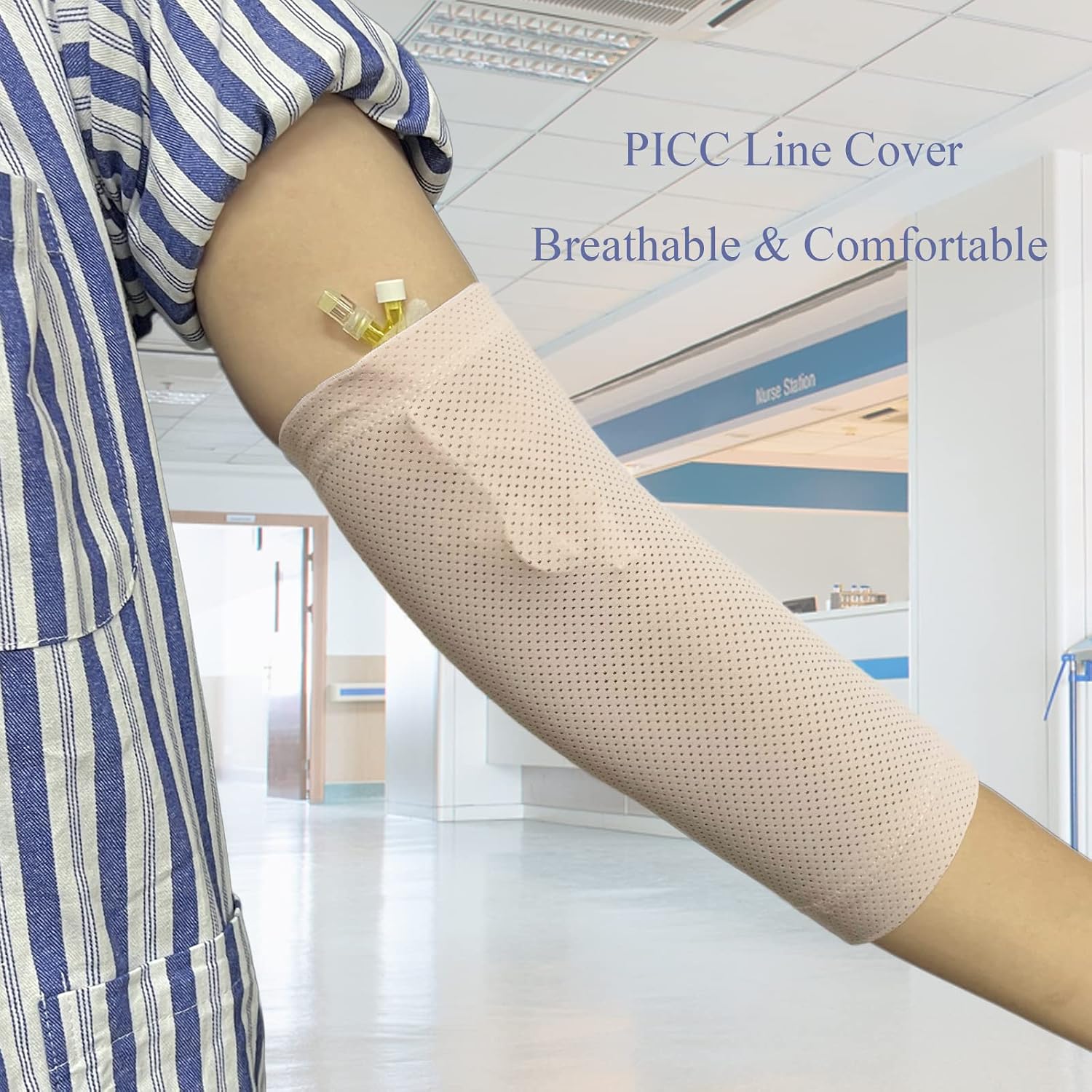 EDWERD HXCH PICC Line Cover, Adult PICC Sleeve Arm Nursing Cast Protector, Non-Slip, Breathable, Comfortable, L