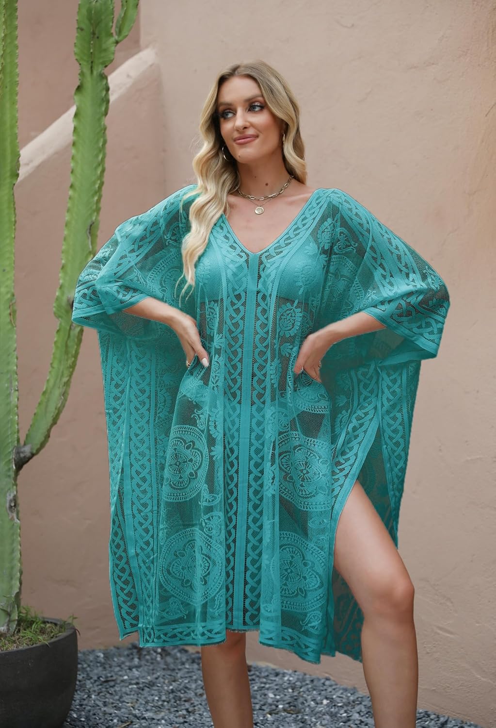 Sexy Elegant Lace Beach Cover Up for Women, Bathing Suit Cover Up, V-Neck Swimsuit Coverup for Poolside, Seaside and Party - Image 7