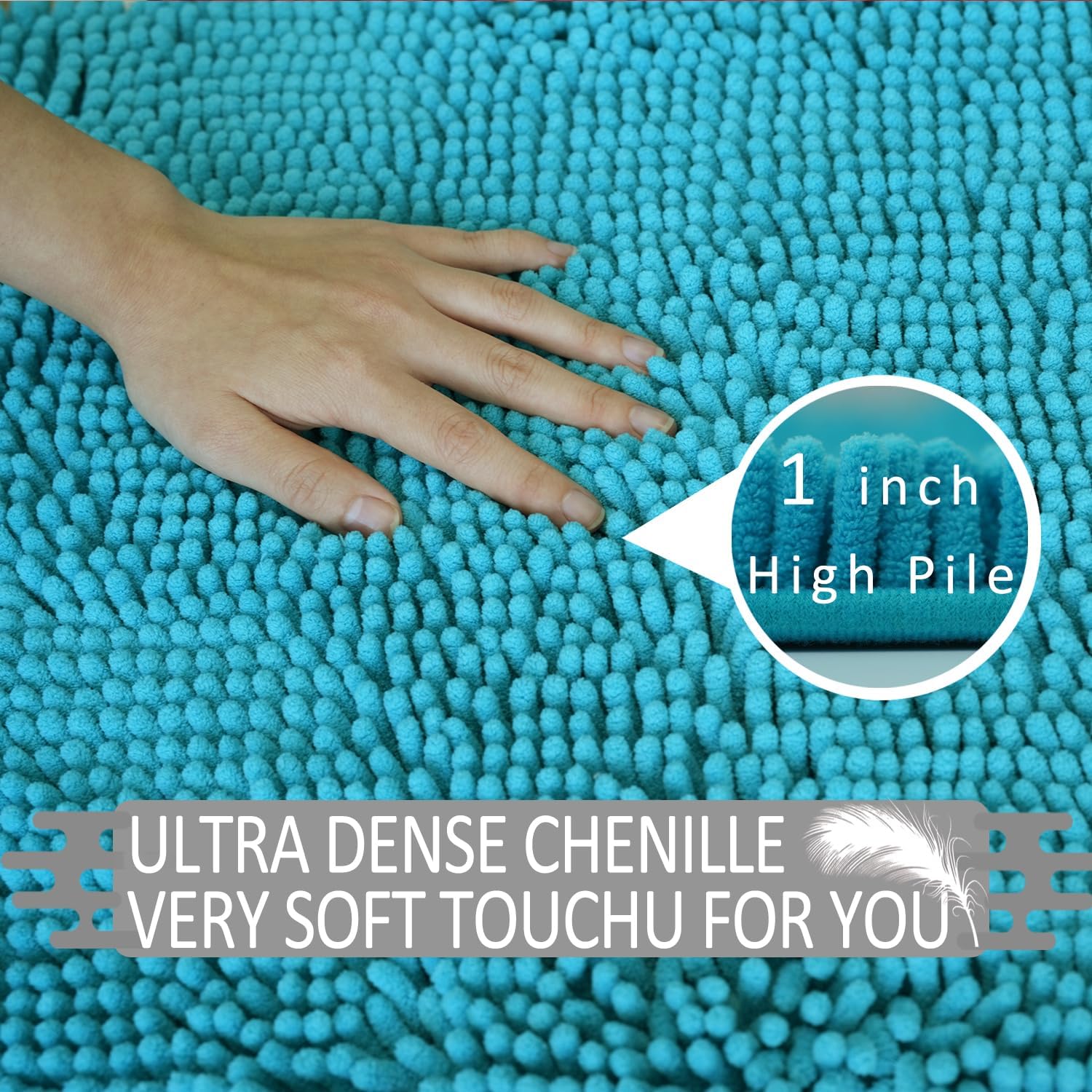 Bathroom Rugs Sets 3 Piece Non Slip,Bath Rugs with PVC Backing Bath Carpet,Bathroom Rug Washable,Absorbent,Plush Carpet Mats,Bath Mats for Bedroom, Kitchen,Tub,Home Decor (Turquoise) - Image 6