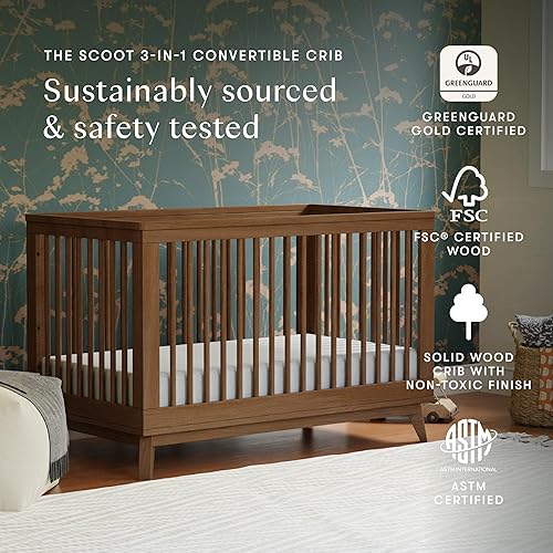 Miniatura 2 de babyletto Scoot - Cuna convertible 3 en 1 con kit de conversión de cama para niños pequeños en nogal natural certificado Greenguard Gold