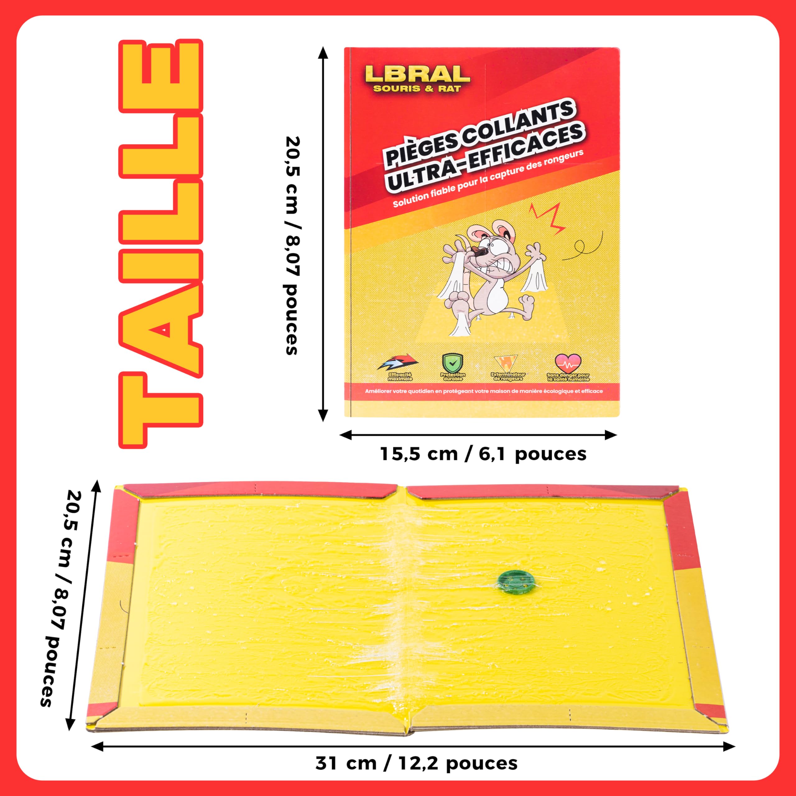 Pièges à Souris & Rats – Lot de 20 Plaques de Glu Ultra-Collantes | Pliable, Non Toxique, Facile à Installer | Usage Intérieur & Extérieur | Format XL Anti-Rongeurs