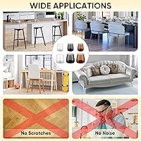 Vista 5 de BALEINE Paquete de 16 protectores de silicona para patas de silla, tapas protectoras de patas de taburete, tapas antideslizantes para patas de silla