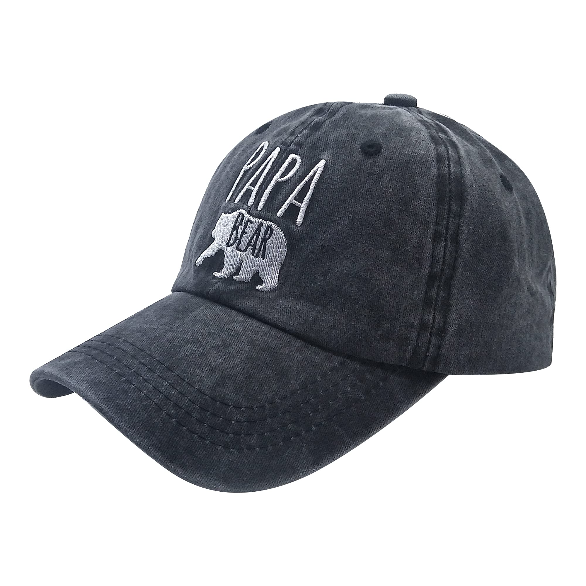 Waldeal Men's Papa Bear Embroidered Baseball Cap, Washed Vintage Adjustable Dad Hat Black