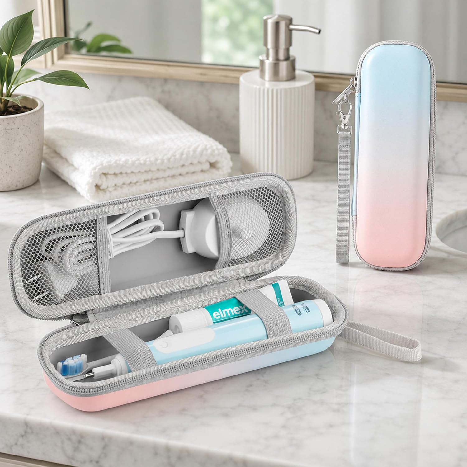 Estojo de viagem para escova de dentes, bolsa protetora rígida para modelos de escova de dentes elétrica Oral B Pro iOS e Philips, organizador portátil, gradiente