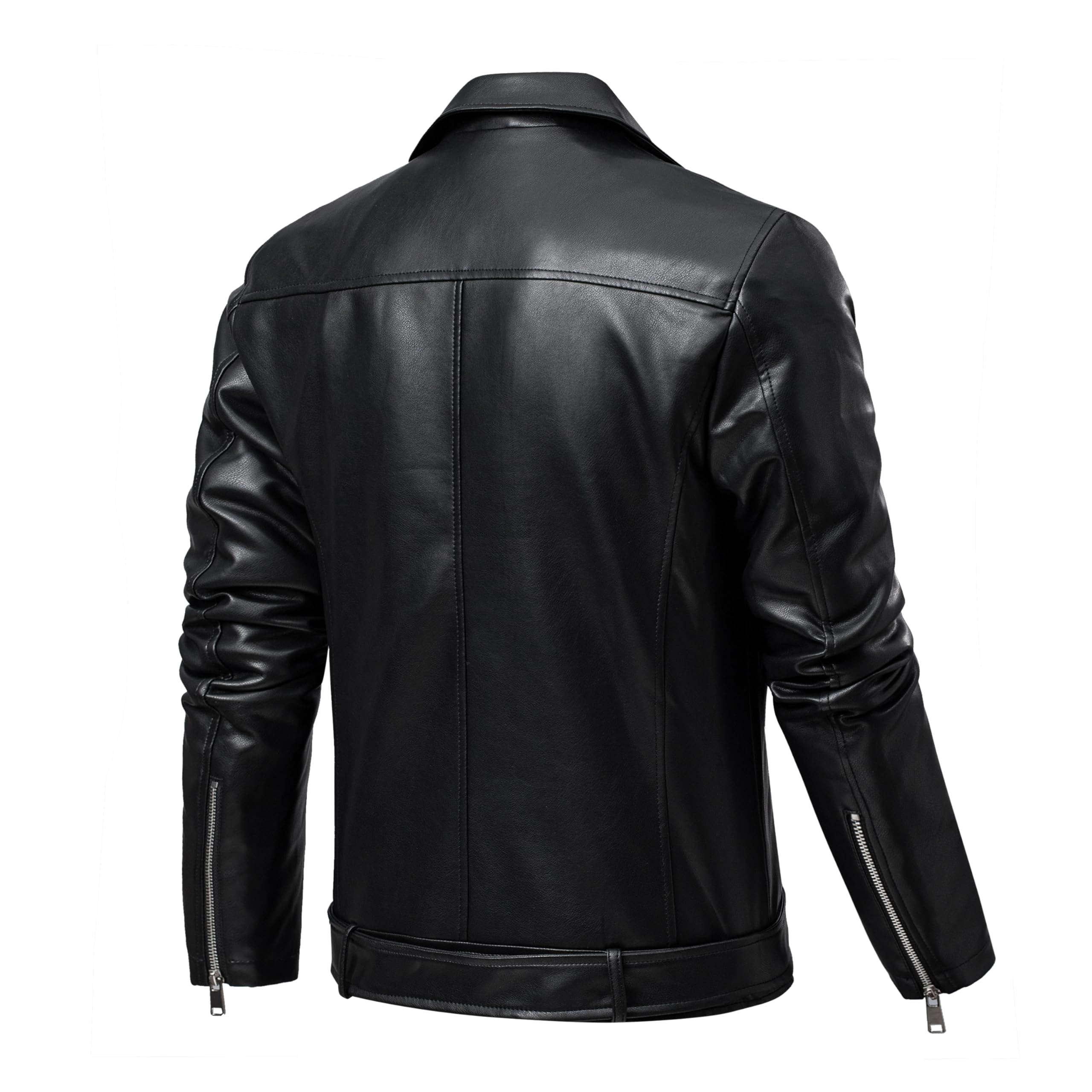TONY BACKER - Giacca Pelle Uomo, Giubbotto da Biker in Ecopelle Con Cintura In Vita, Comoda Per la Guida, Chiodo Pelle Uomo Con Zip in Metallo e Tasca Interna