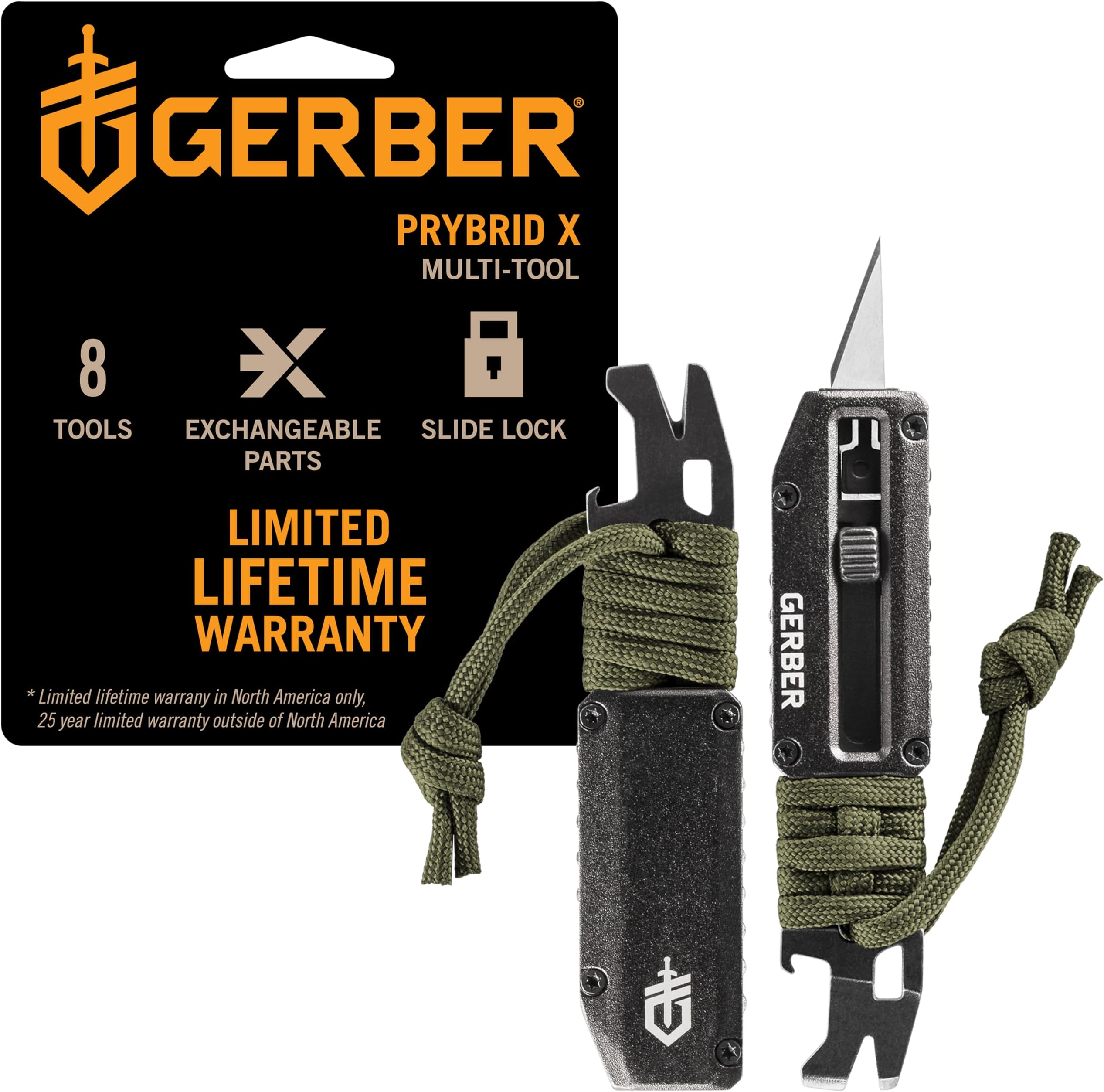 Gerber Gear 31-003739 Prybrid X, Pocket Knife with Utility Blade and Prybar, Green