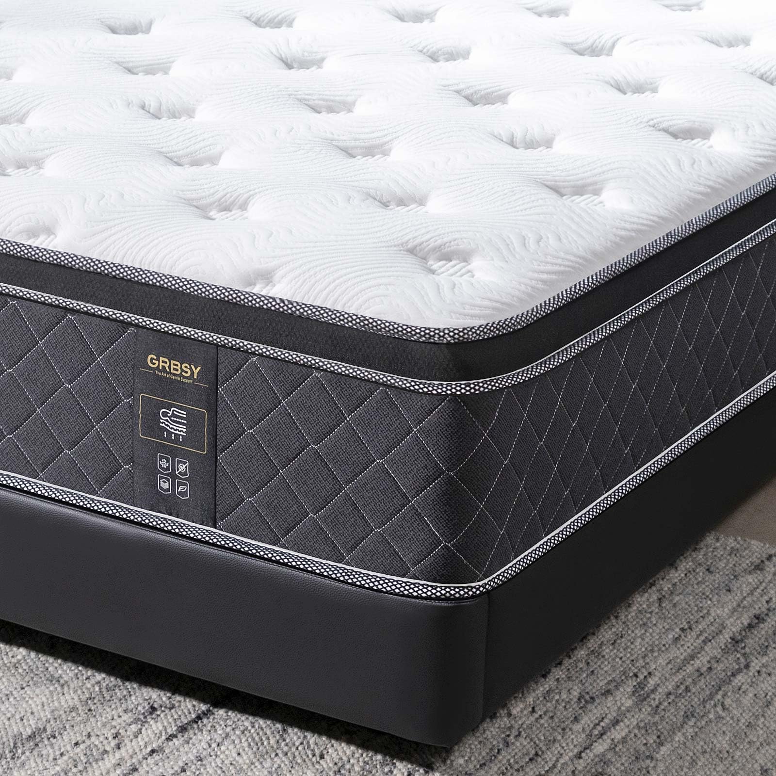 Grbsy Single Mattress 3FT 10.2 Inch Hybrid Memory Foam & Pocketed Springs Single Bed Mattress, 7-Zone Orthopaedic Support, Medium Firm, Motion Isolation, Edge Support 90x190x26cm