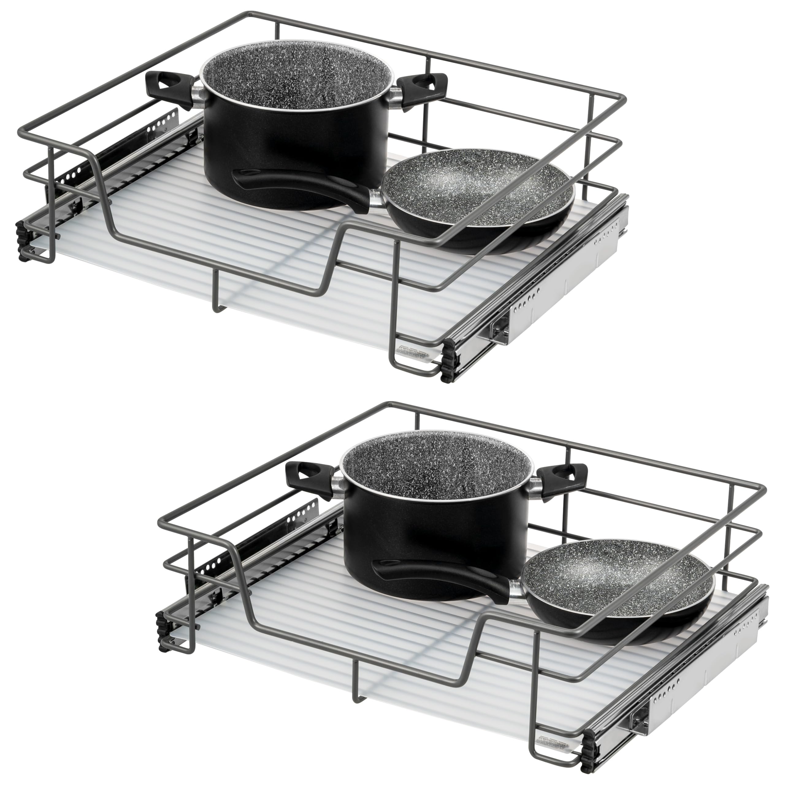 bremermann Teleskopschubladen 2er Set - 60 cm mit Einlegeboden, K�chenschublade zum Nachr�sten, Vollauszug mit Teleskop-Schienen, ideal f�r K�che, Bad & Schlafzimmer, aus Metall (Grau)
