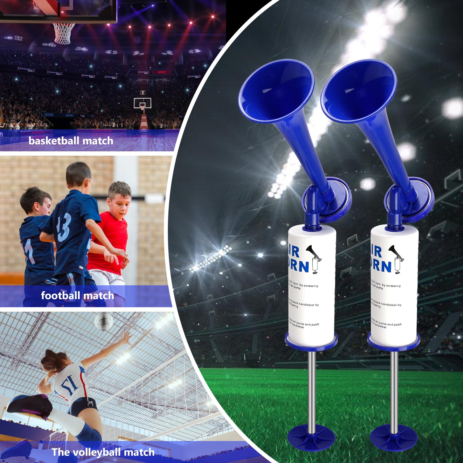 Corne de Brume, 2pcs Klaxon À Air Comprimé, Klaxon de Signalisation, Corne de Sécurité du Bateau, Corne de Supporter, Air Horn pour Fête, Camping, Événements Sportifs Ne S'Épuise Jamais, Rouge