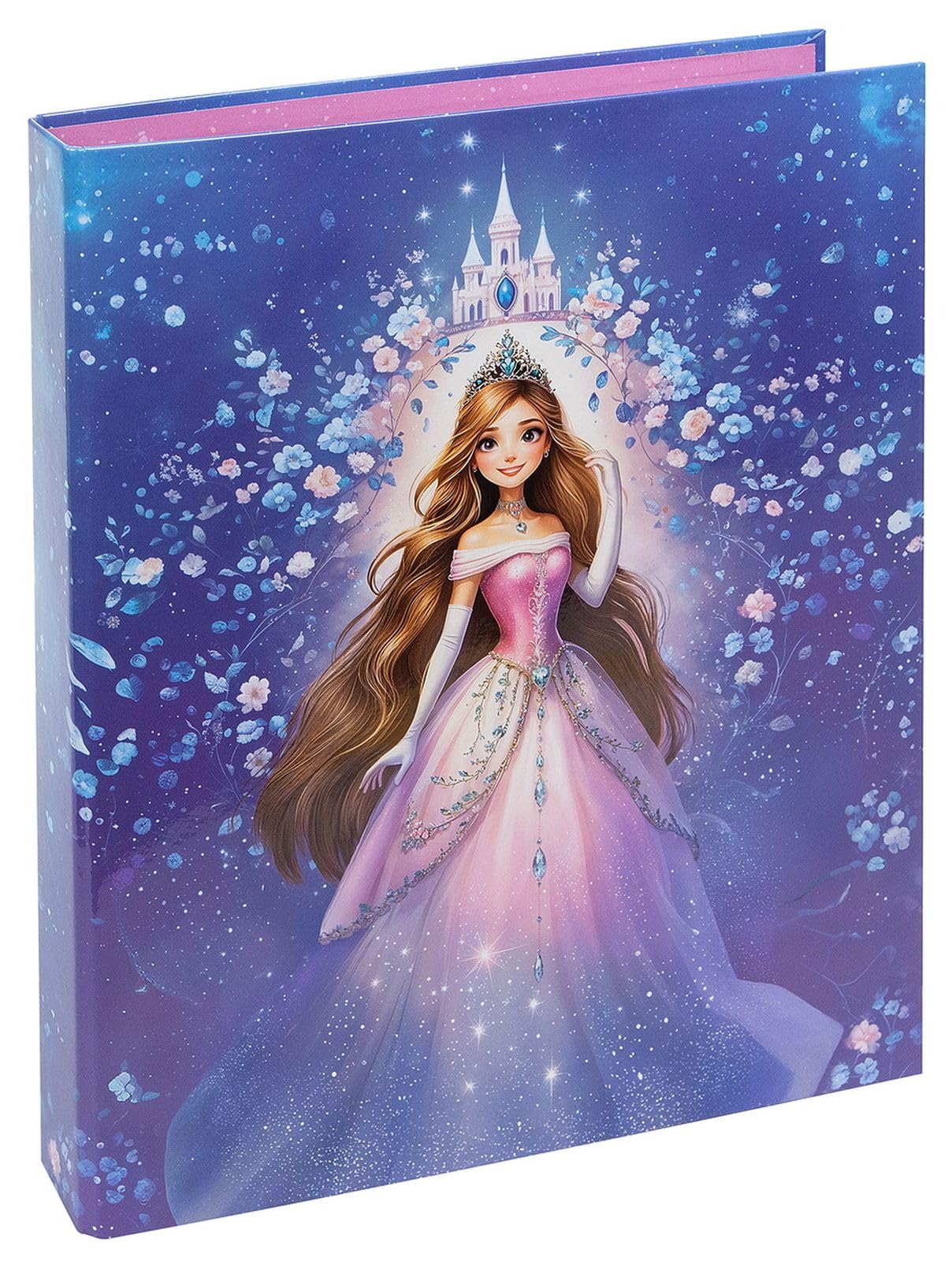 goldbuch 37 165 Ring Binder A4 Princess Star Shine Folder with Princess Motif Stapler with 2-Ring Mechanism Metal Cover Art Print Approx. 32 x 26 x 4 cm Unisex Blue