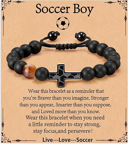 Baseball/Football/Soccer/Basketball Cross Bracelet - Soccer Gifts For Him