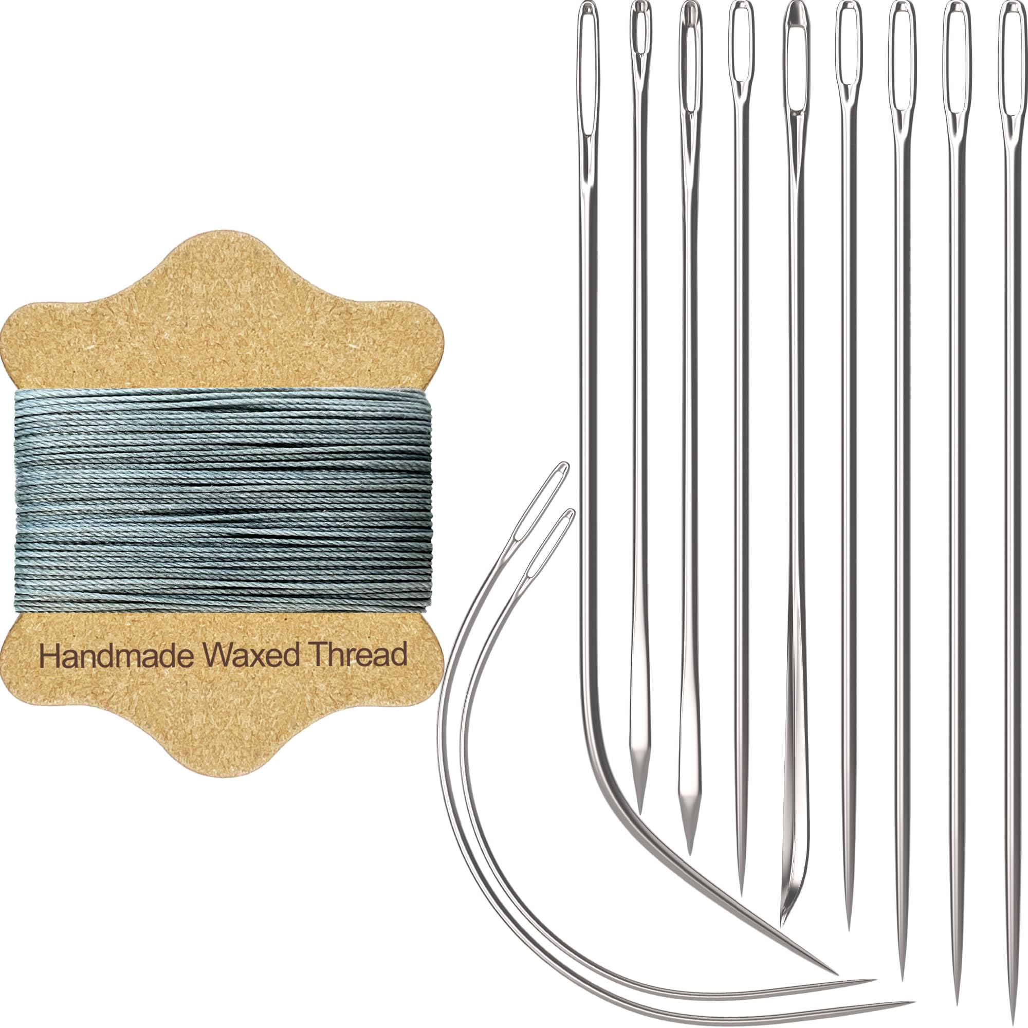 Photo 1 of VONEEDL Upholstery Repair Kit: Waxed Sewing Thread (Gray Color) & Heavy Duty Needles (11 PCS) for Leather, Canvas & Quilting Thread