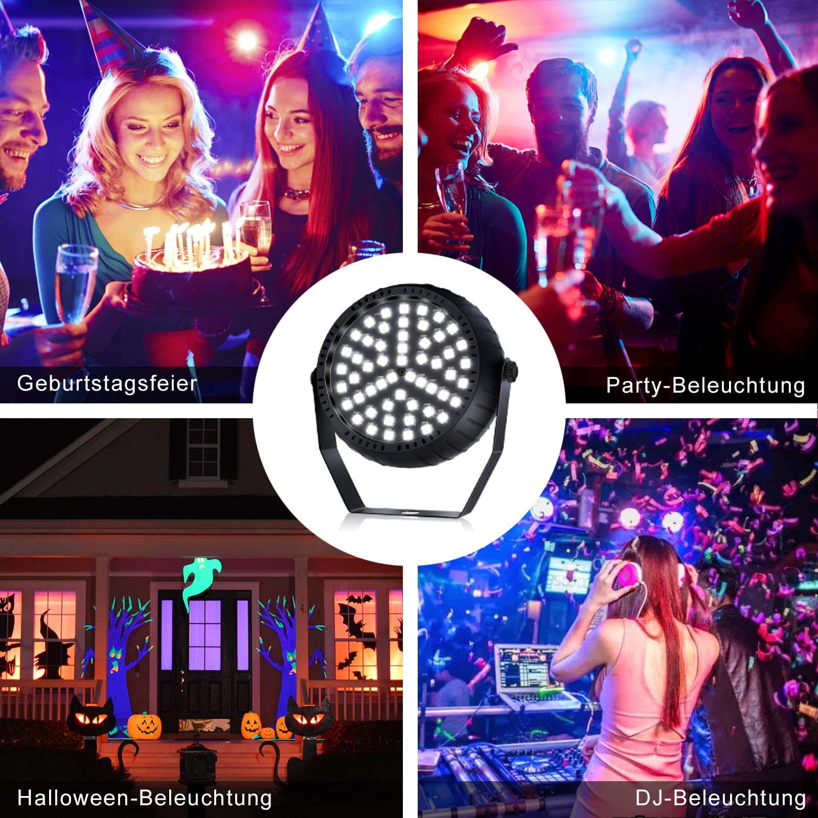 Telbum Stroboskop, Halloween Mini Stroboskop Blitzer für Parteien, Superhelle 54 RGB LED Strobe Lights mit Fernbedienung, Sound Aktiviert, Speed Control Blinkendes Licht für Raum DJ Bühne Partei 1Pack