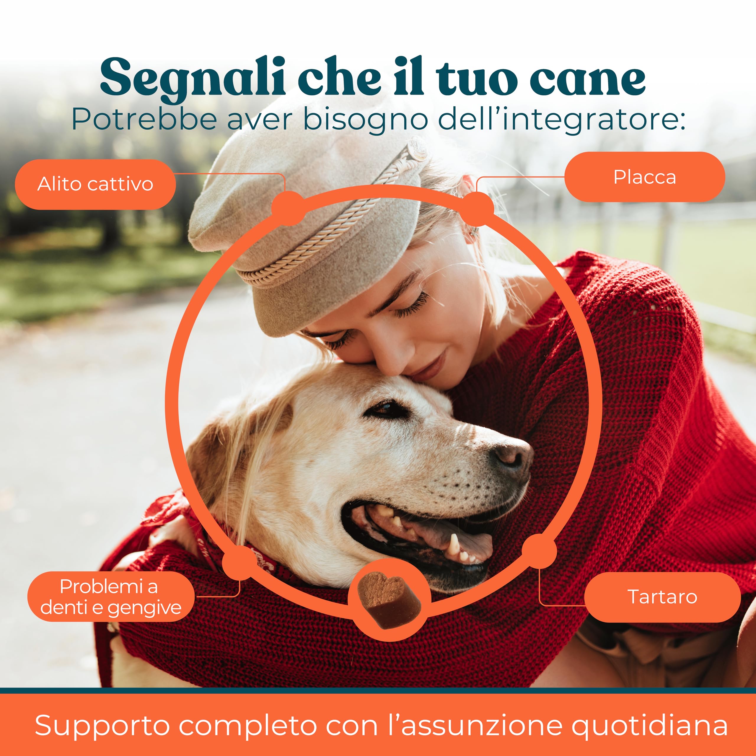 Integratore per Pulizia Denti e Gengive Cani Gusto Manzo - Igiene Orale Cane contro Placca, Tartaro e Alito Cattivo