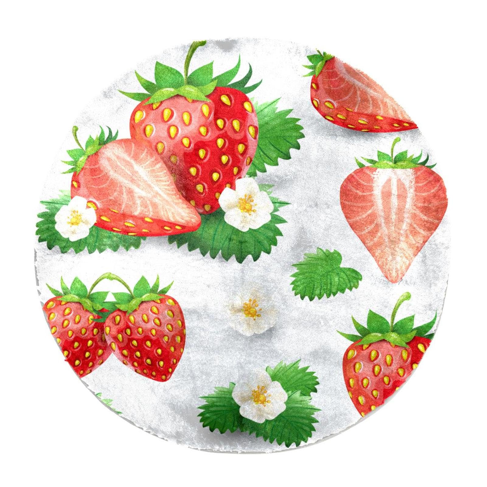 Tapis à poils longs motif feuilles de fraisier de 80 cm doux pour chambre