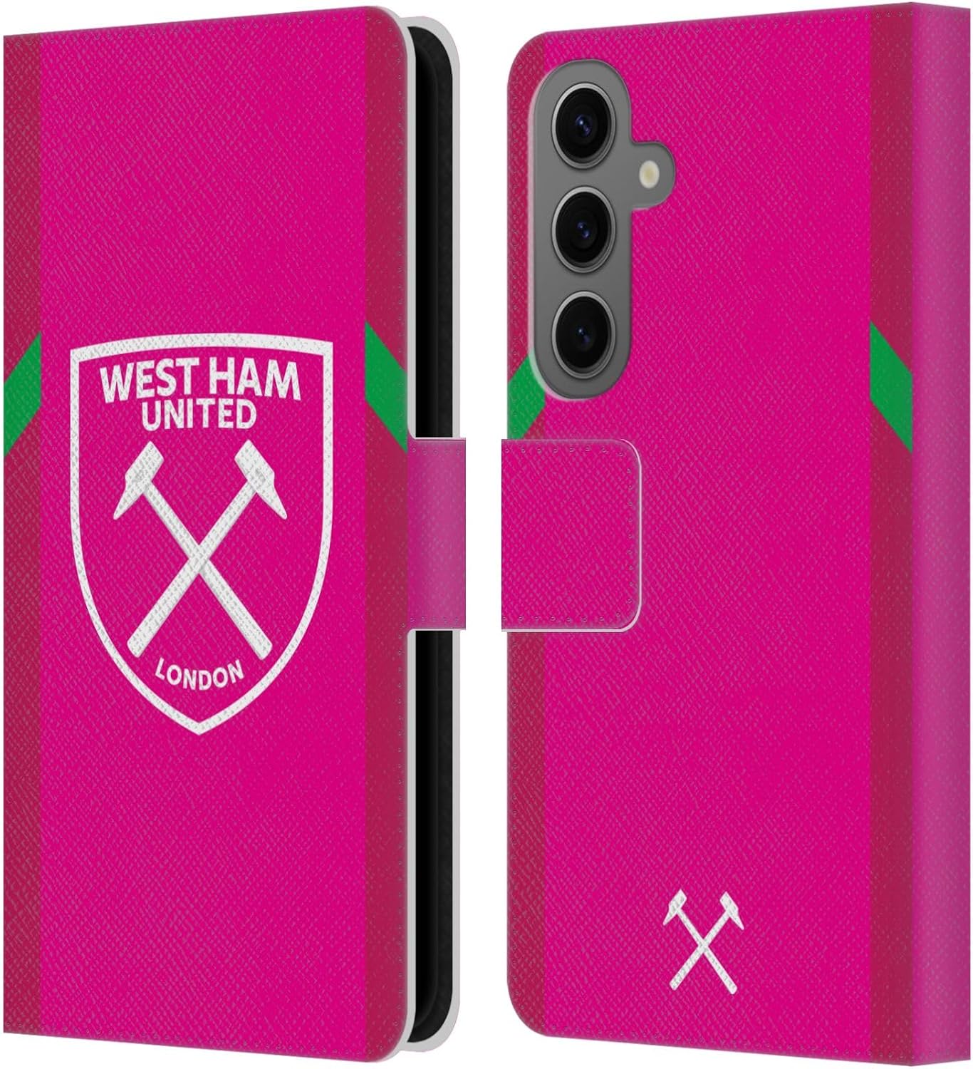 Head Case Designs Officially Licensed West Ham United FC Third 2023/24 Crest Kit Leather Wallet Case Compatible with Samsung Galaxy S25