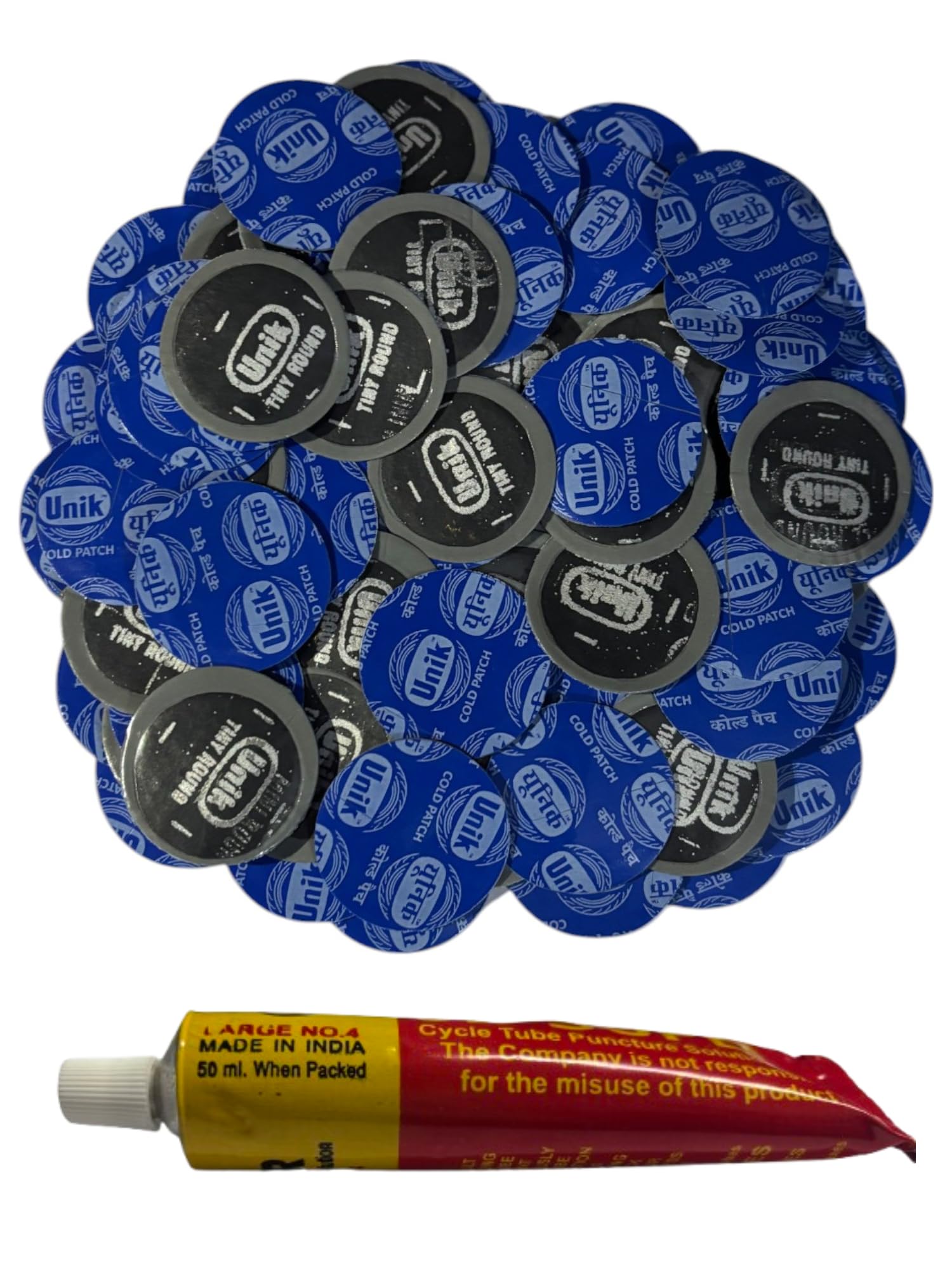 100 Pcs Quick-Fix Tini Round Puncture Repair Patches Specially for Bike and Motorbike | Patches only for tubed Type tire | Patch Diameter Size 30mm - Made with German Technology (with 50 ML Solution)-image-12