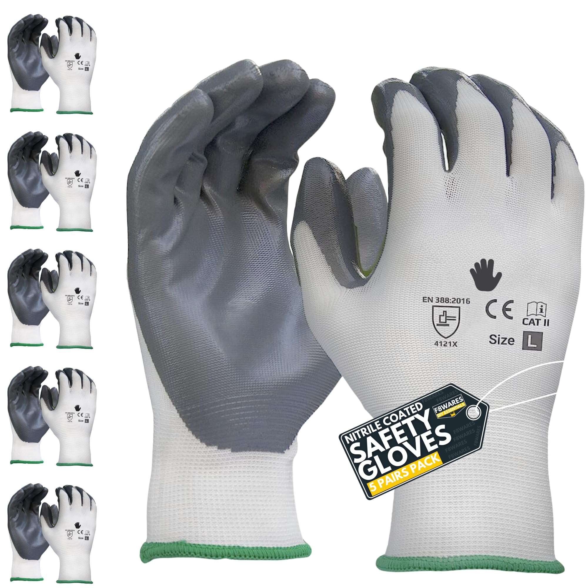 F8WARES 5 pairs Reusable Nitrile Coated Nylon Cotton Safety Gloves For Men Industrial - Gardening Gloves - Hand Gloves For Men - Industrial Gloves - Working Gloves For Men Cut-resistant Work Gloves (B0CB45TFJ2) Amazon Price History, Amazon Price Tracker