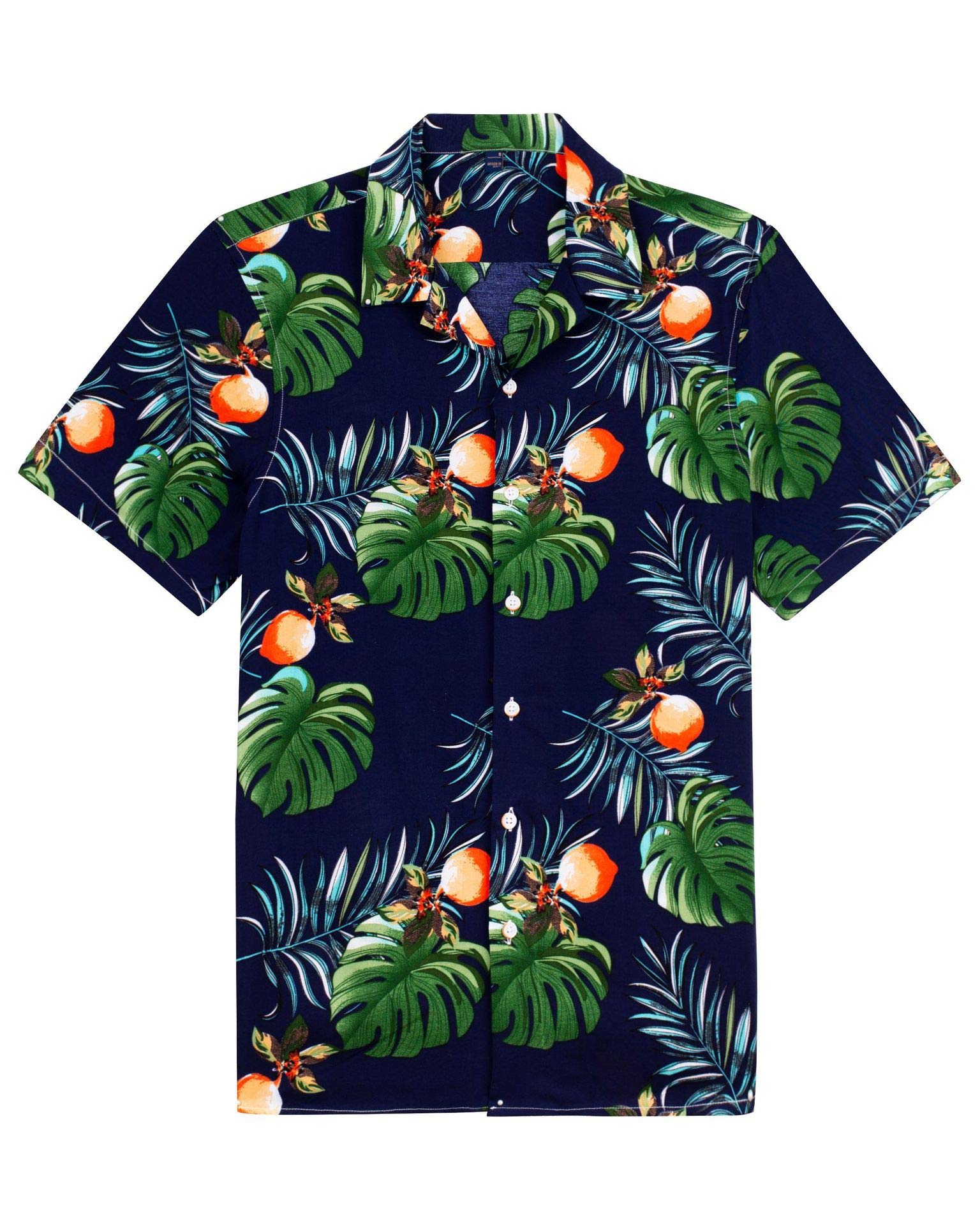 100% Cotton Regular Fit Short Sleeve Casual Hawaiian Shirt for Men