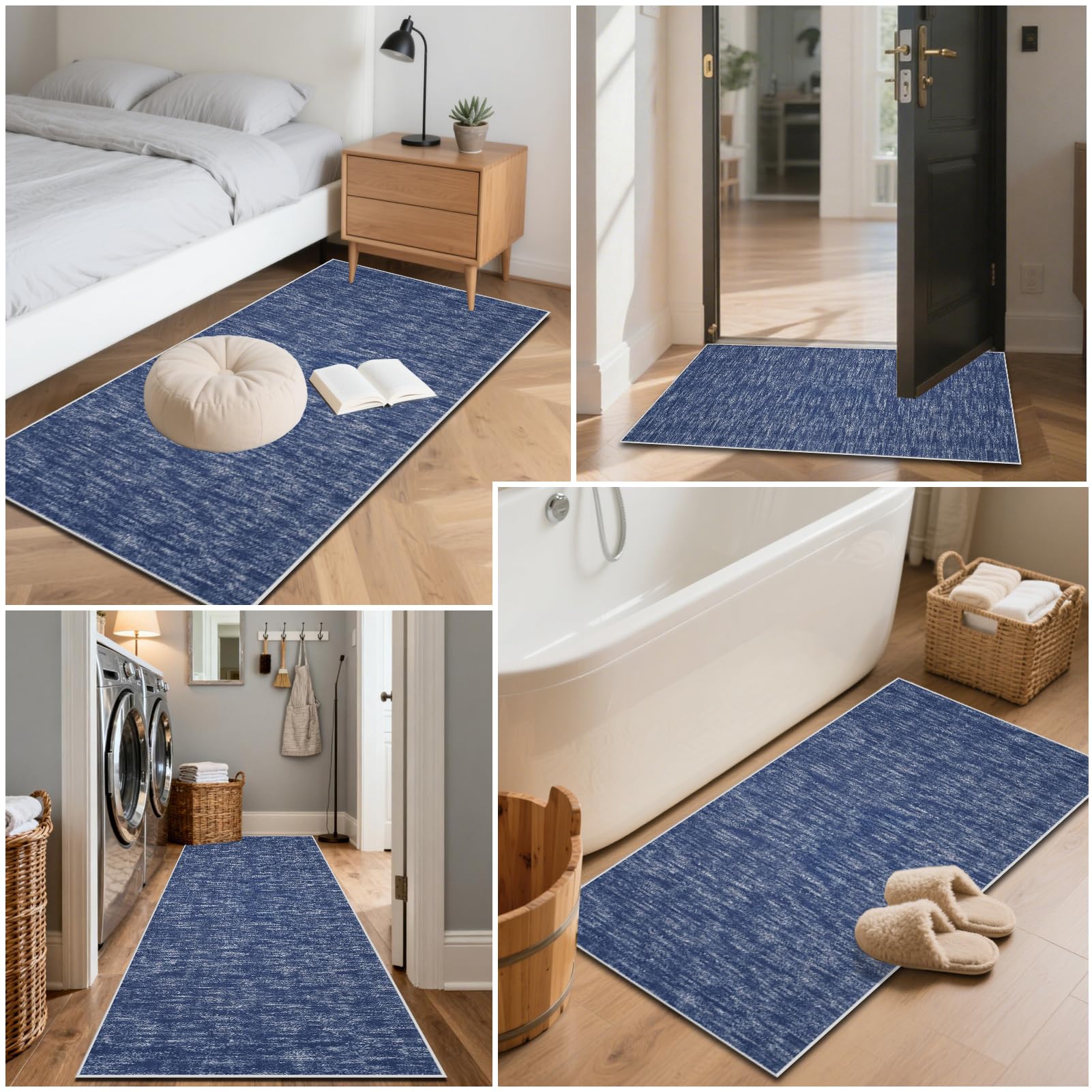 Teppich Läufer Flur Waschbar rutschfest Kküche Teppiche Teppichläufer Flur Kurzflor Küchenläufer Bettvorleger für Waschküche Eingang Flur Küche Schlafzimmer Wohnzimmer 120 x 450 cm