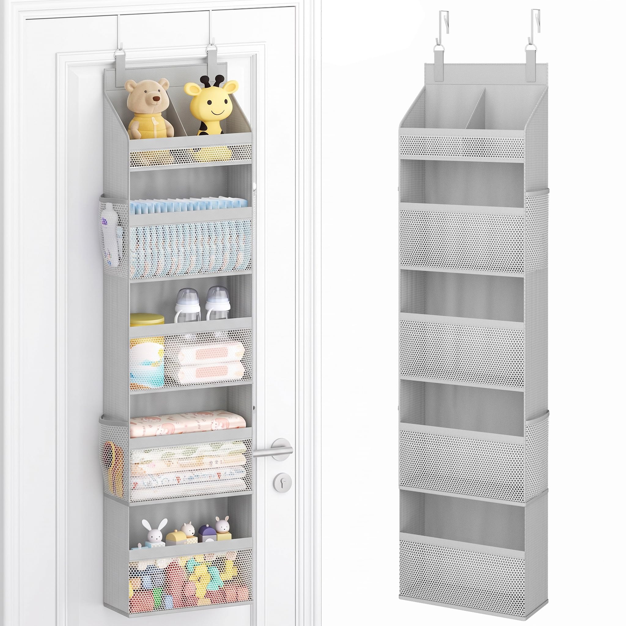 Lifewit 5 Tier Over the Door Diaper Organiser, Hanging Storage, Light Grey — image 1