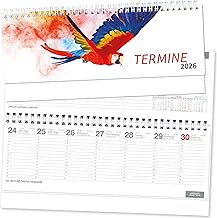 Table Landscape Calendar 2023 Spiral Calendar Landscape Parrot Weekly Planner 1 Week 2 Pages Sun and Holidays in Red, 128 Pages in Red