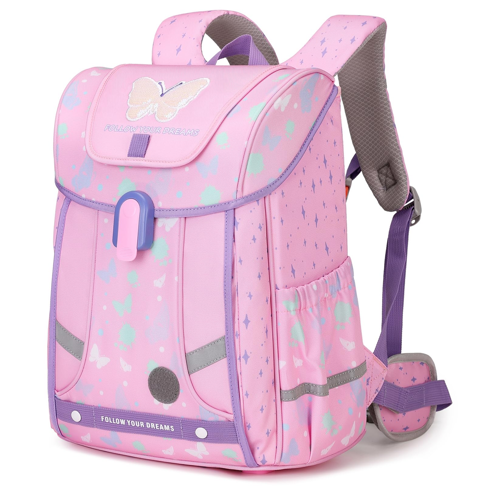 Amythe Schulrucksack Jungen Ergonomisch 1-4. Klasse mit Brustgurt | Kinderrucksack Schule 6-10 Jahre Schulranzen mit Abnehmbarer Gürtel und Reflektierend 24L
