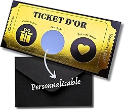 EQUIK PRODUCTS Carte à gratter personnalisable | Chèque cadeau surprise | Carte cadeau, Bon cadeau, Carte anniversaire | Carte couple, Saint Valentin, Noël, romantique, amour | Ticket d’or (Or)