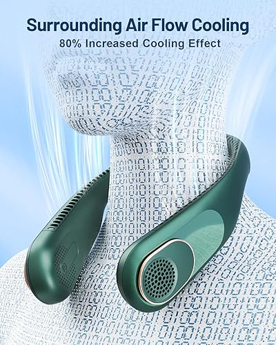 Miniatura 3 de SWEETFULL Ventilador de cuello portátil de enfriamiento de 360°, ventilador personal sin aspas, sin torsión de pelo, ventilador recargable USB de A3