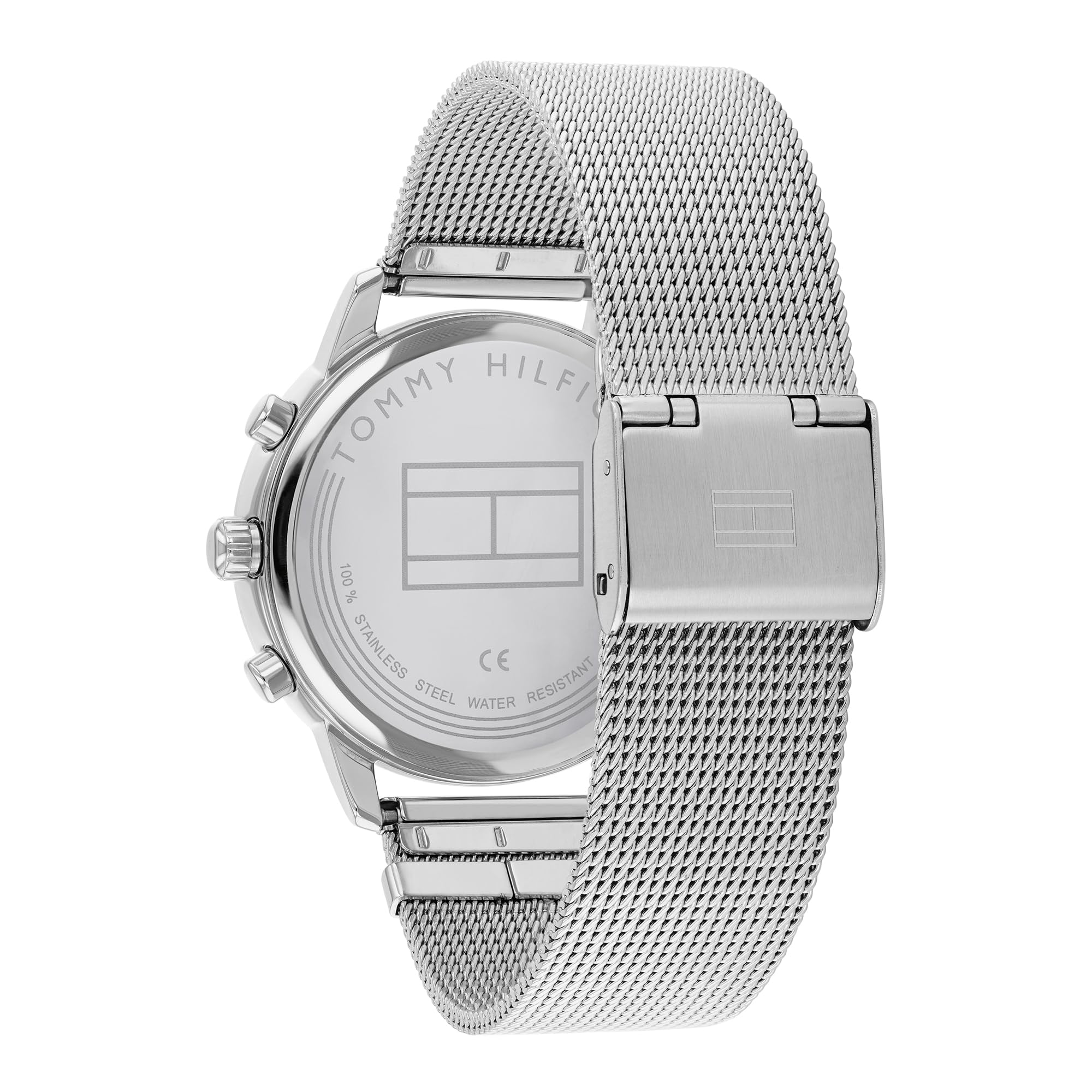 Tommy Hilfiger Orologio Analogico Multifunzione al Quarzo da Donna con Cinturino in Maglia Metallica in Acciaio Inossidabile Argentato - 1782301