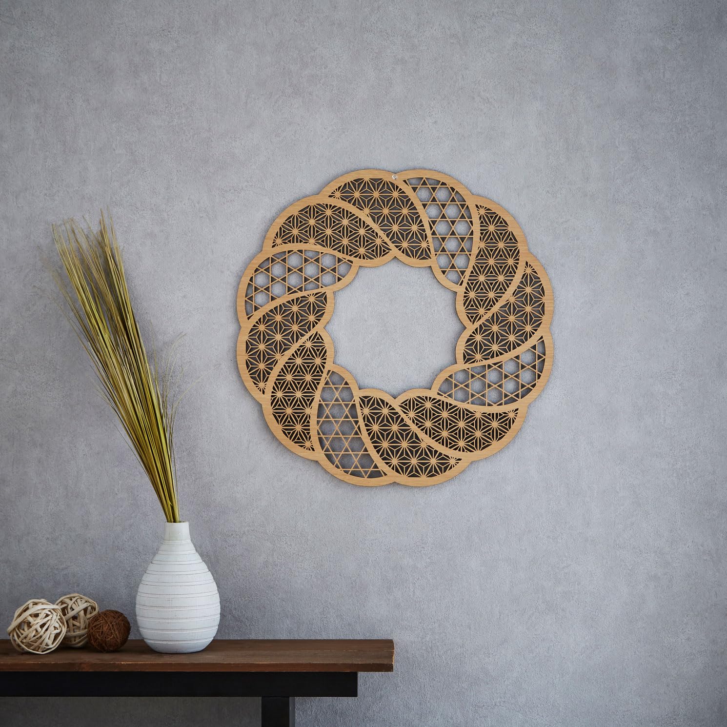 Amazon.co.jp: SHIMENAWA ウォールアート 組子模様 インテリア 和