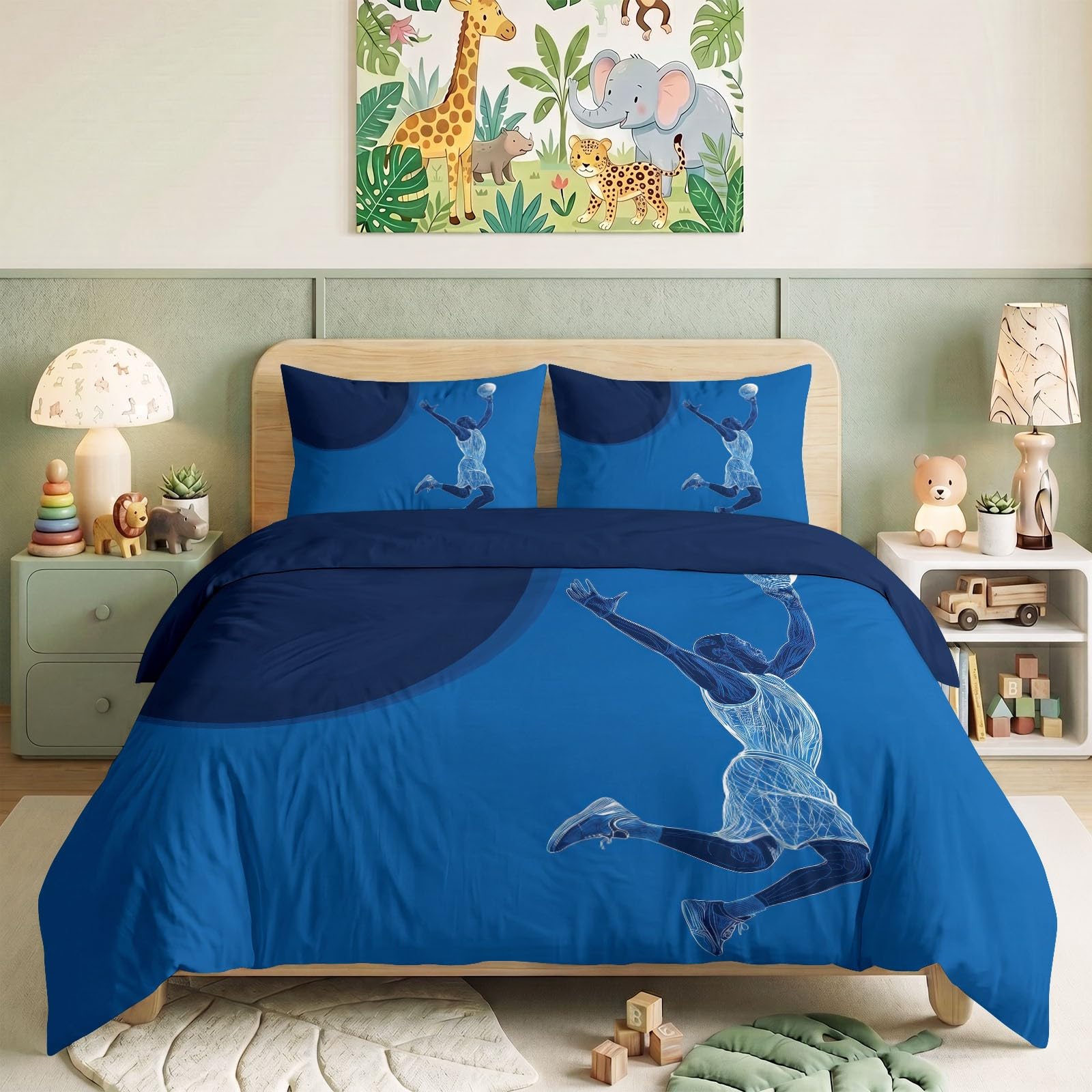 Ropa de cama azul de 155x220 cm con funda nórdica y dos fundas de almohada para cama individual