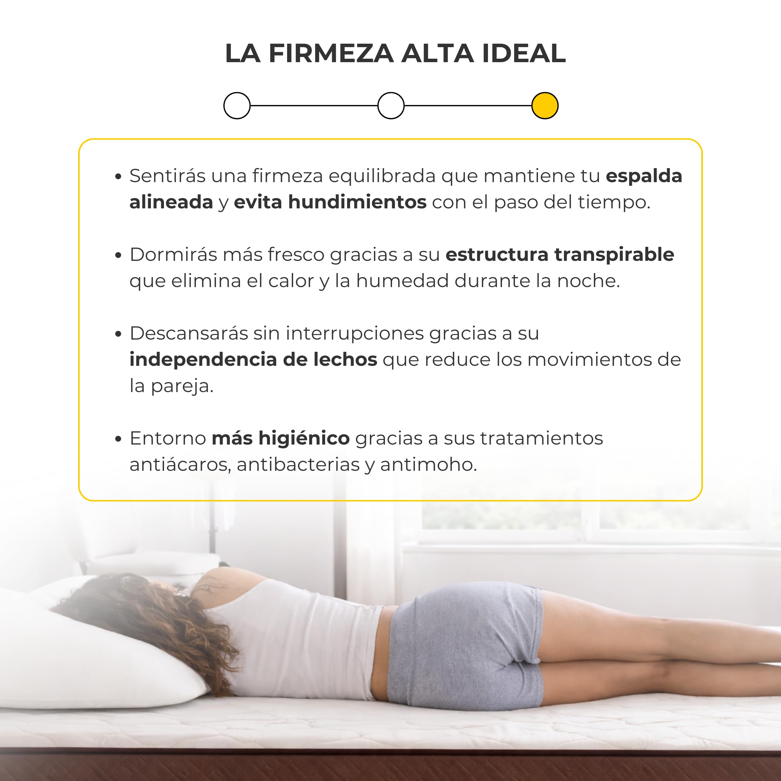 DESCANSIN - Colchón Firmeza Muy Alta para Dolores de Espalda | Colchón Viscoelástico Transpirable | Colchón Matrimonio o Cama Individual | Colchón Antiácaros, Anti Alérgico y Anti Bacterias (90x190)
