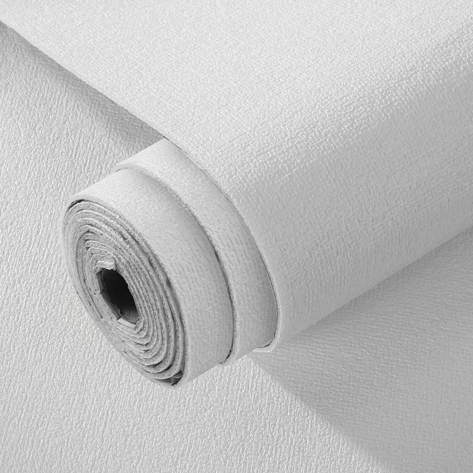 Pamatio Peel and Stick Wallpaper White Linen Textured, 1000cm x 50cm Thick Self Adhesive Wallpaper Fabric Effect 8 Roll Thermal Insulation DIY Sticky Wall Paper for Bedroom Cellings Mould Wall Decor