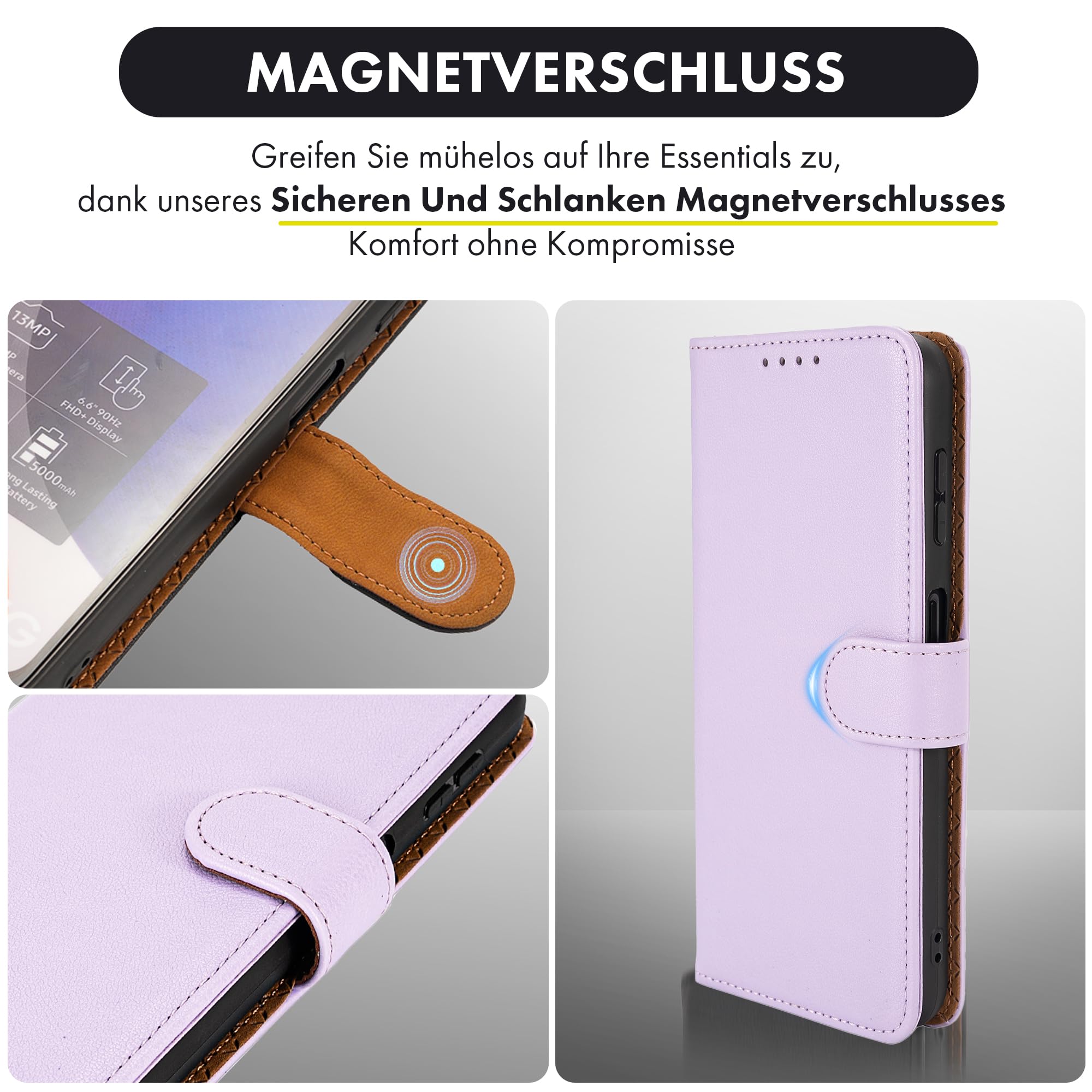 Case Collection Handyhülle Für Xiaomi Redmi A3 – Leder-Portemonnaie-Hülle Mit RFID-Schutz, Kartenfächern & Ständer