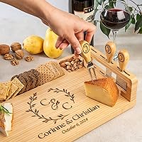 Vista 7 de Personalized Bamboo Charcuterie & Cheese Board Set – Custom Wedding, Anniversary, Bridal Shower, Birthday, Housewarming, Couples, Women, Men