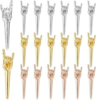 9 Pieces Metal Cribbage Pegs, 3 Colors Metal Cribbage Pegs, Featuring Unique Finger Gestures Fits Standard 1/8" Holes, Cribbage Boards Perfect for Traditional Board Game Lovers (rock and roll)