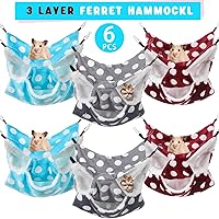 Vista 5 de Sadnyy Hamaca de 6 piezas para conejillo de indias, cama de hurón de doble capa, hamaca colgante para animales pequeños, hamaca para mascotas