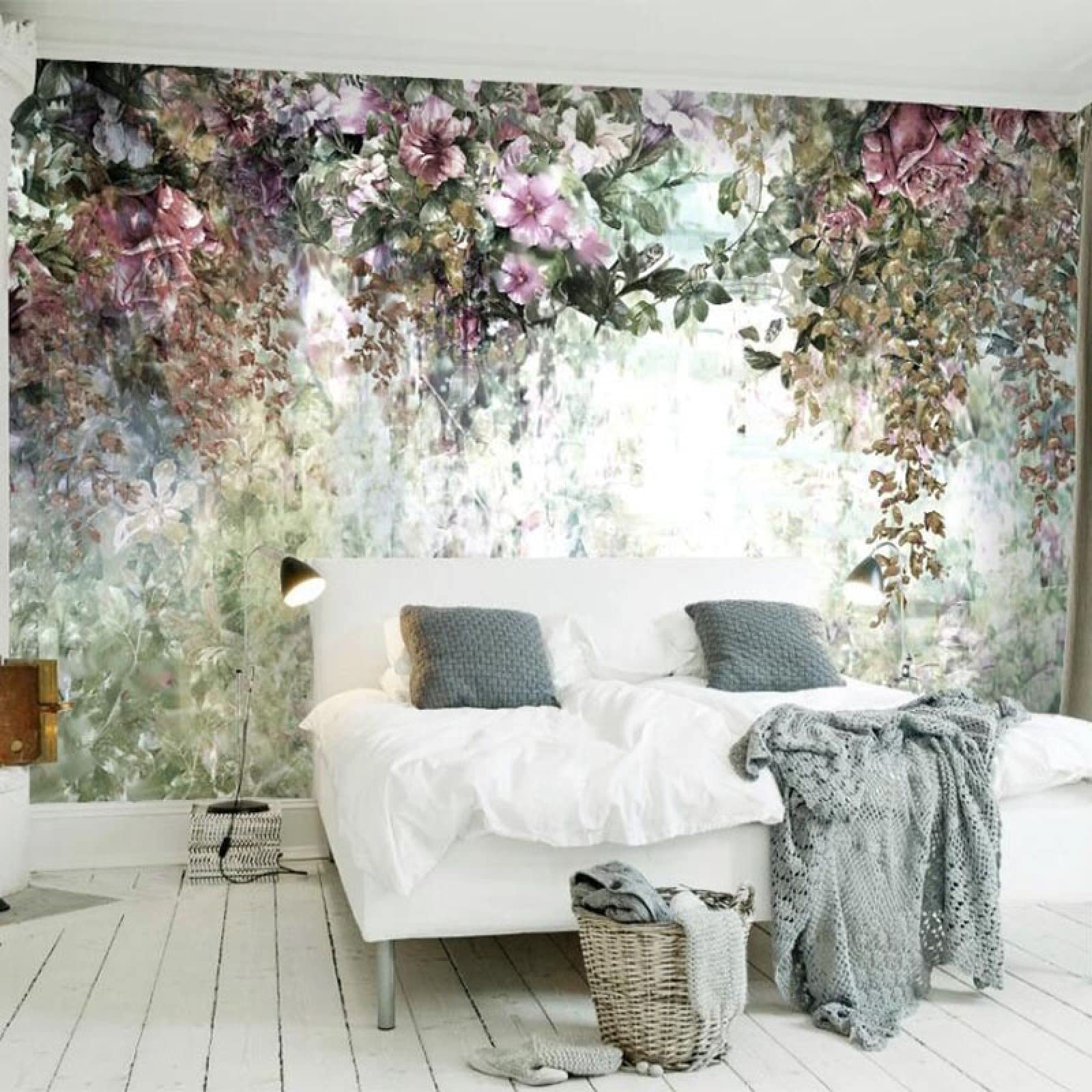 Papier Peint Vintage Fleur 3D pour Agrandir le Mur de votre Salon