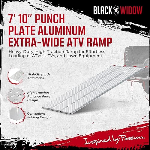 Miniatura 7 de Black Widow Rampa de camioneta de triple pliegue para ATV de 94 x 54 pulgadas